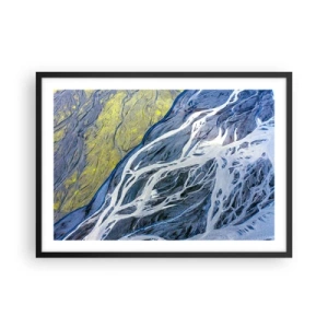 Poster in een zwarte lijst - Rotstekeningen van de natuur - 70x50 cm