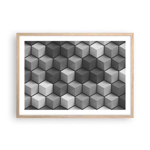 Een poster in een licht eiken lijst - Kubistische puzzel - 70x50 cm