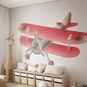 Zelfklevend Fotobehang Deluxe Sticker - Klaar voor hoge vluchten - Vliegtuig, Kinderen, Vintage - 100x70 cm