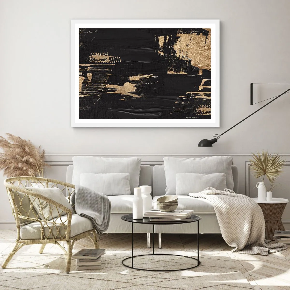 Poster in een witte lijst - Spoor van aanraking - 100x70 cm