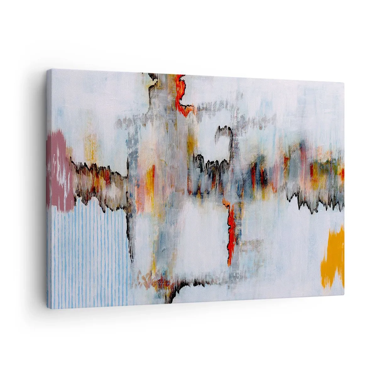 Schilderen op canvas - Abstract patroon met levendige kleuren op een lichte achtergrond - 70x50cm - Een stok op het water - Moderne wanddecoratie voor woonkamer en slaapkamer ARTTOR