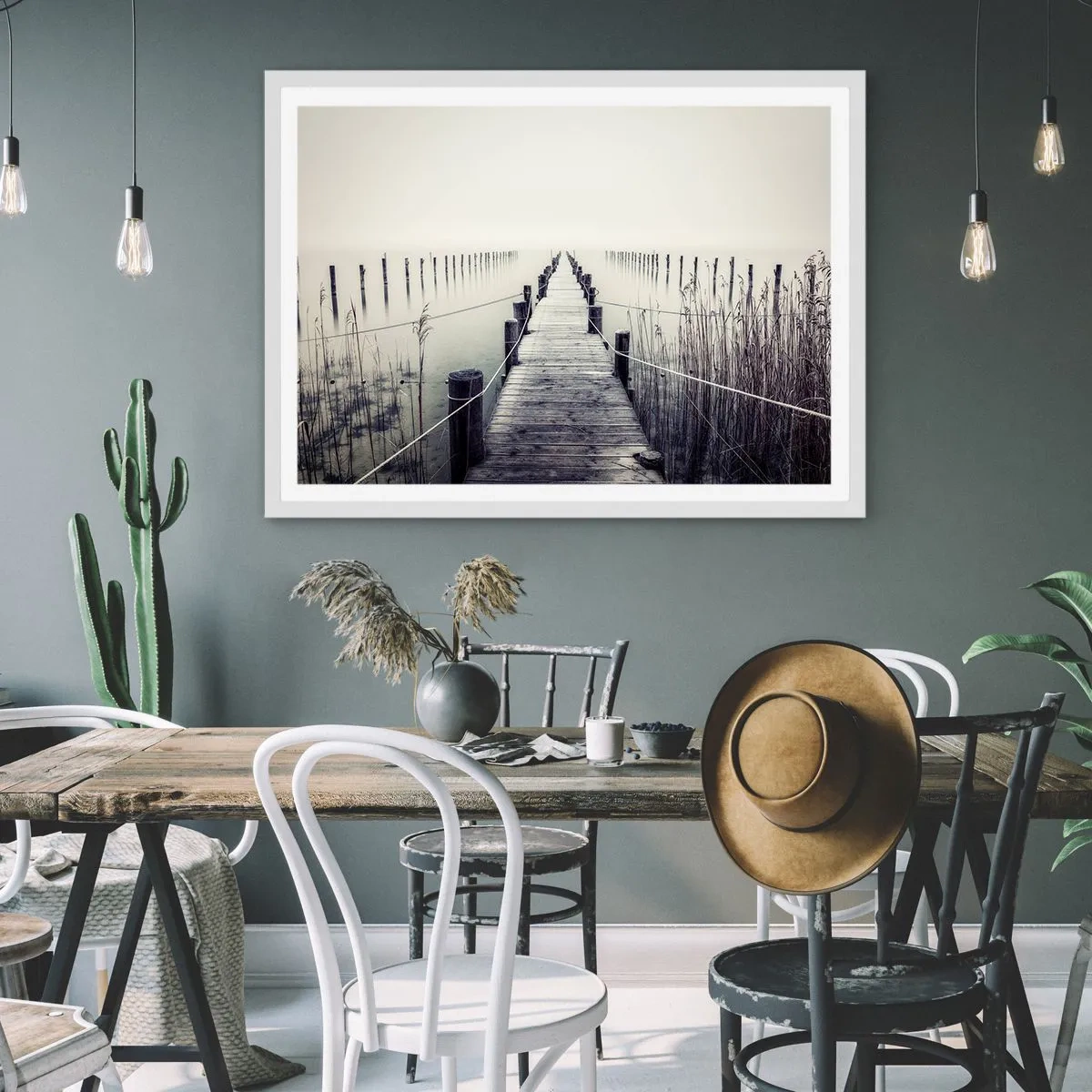 Poster in een witte lijst - Dompel jezelf onder in vrede - 100x70 cm