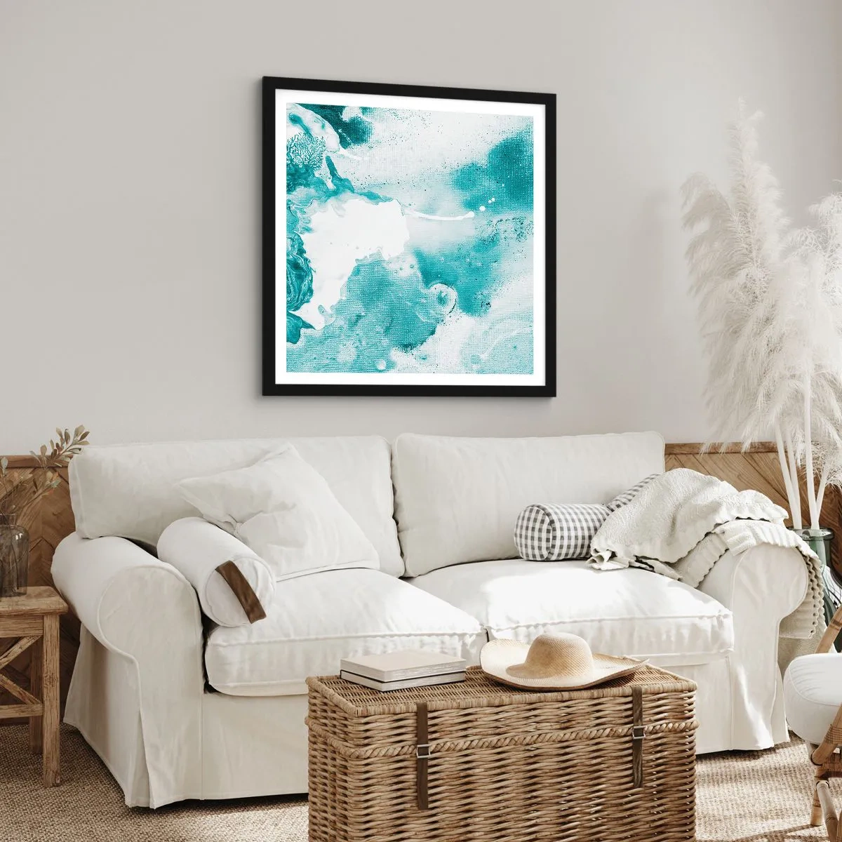 Poster in een zwarte lijst - Moerast van blauw - 50x50 cm