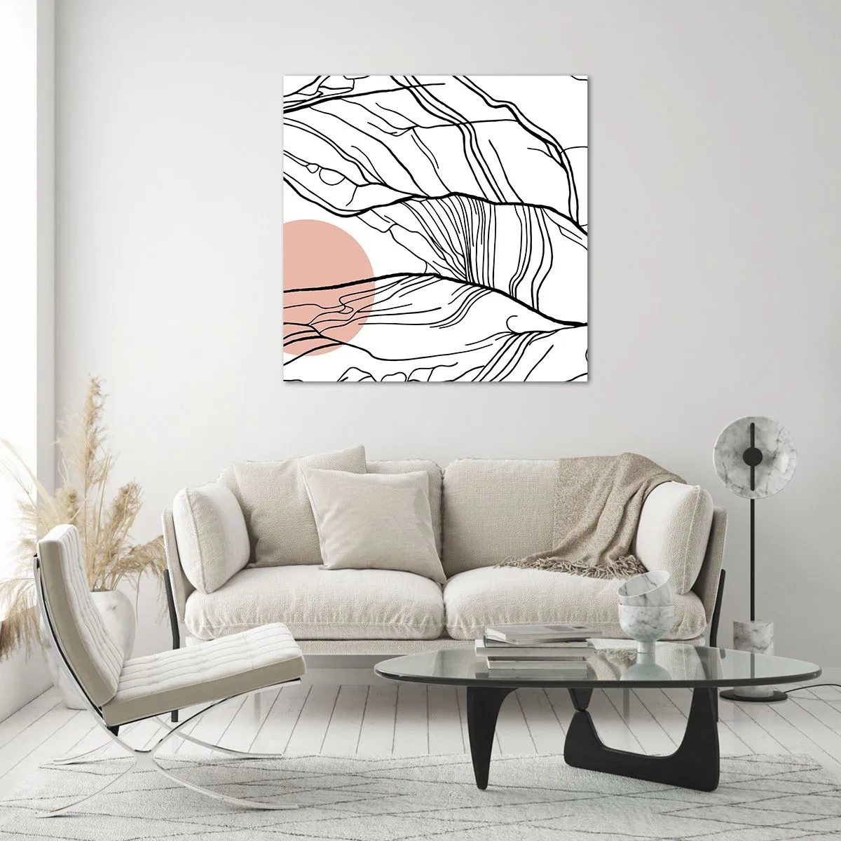Schilderen op glas - In een web van twijgen - 70x70 cm