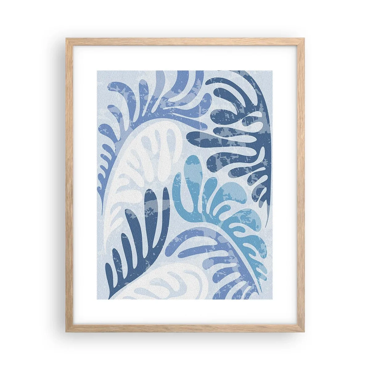 Een poster in een licht eiken lijst - Blauwe varens - 40x50 cm