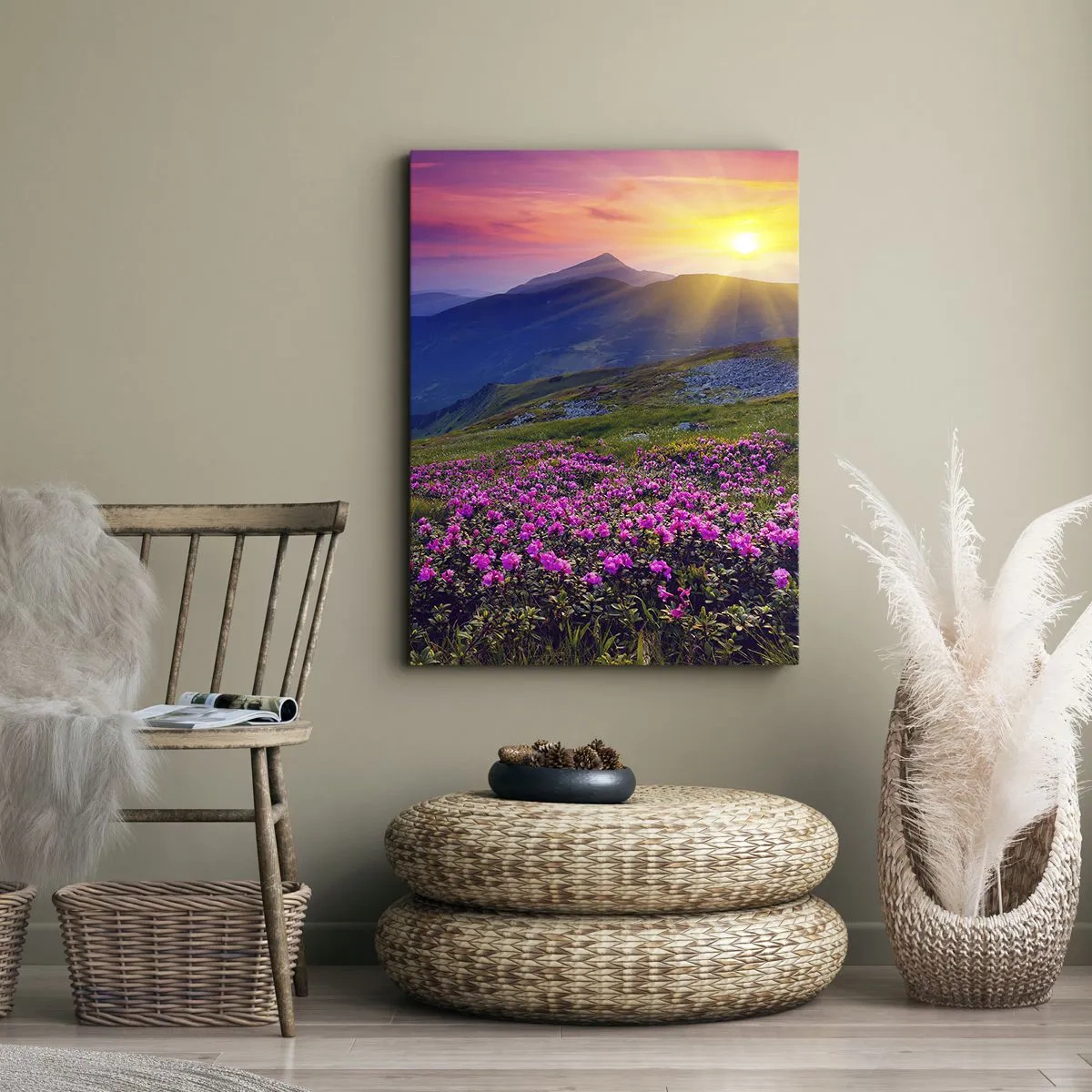 Schilderen op canvas - … En eromheen ruikt het naar bergdennen en de geur van kruiden - 50x70 cm