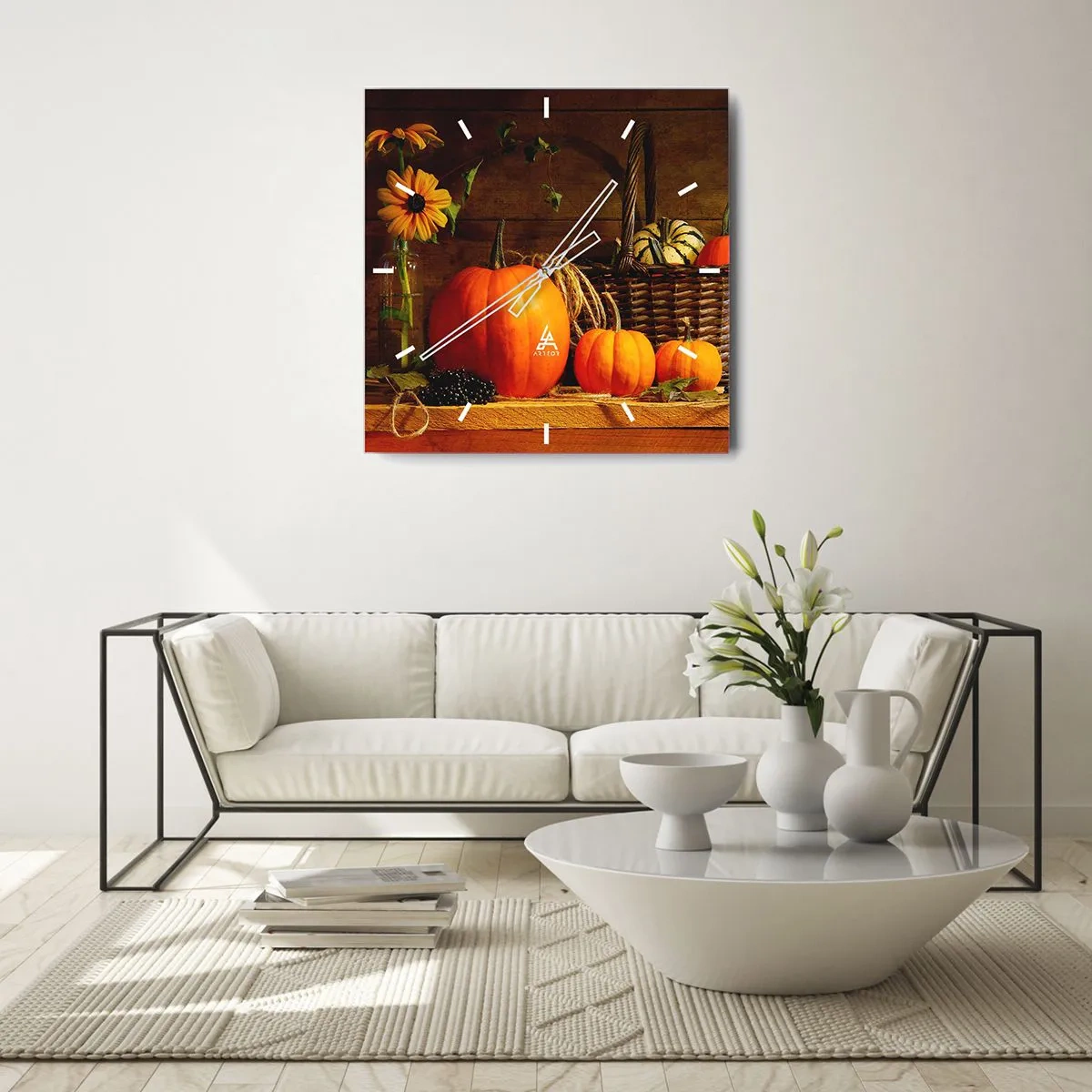 Wandklok - Klok - Een rustieke compositie - geschenken van de herfst - 40x40 cm