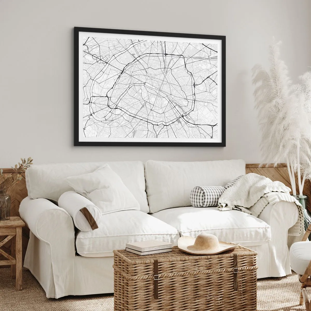 Poster in een zwarte lijst - Parijs bloem - 70x50 cm