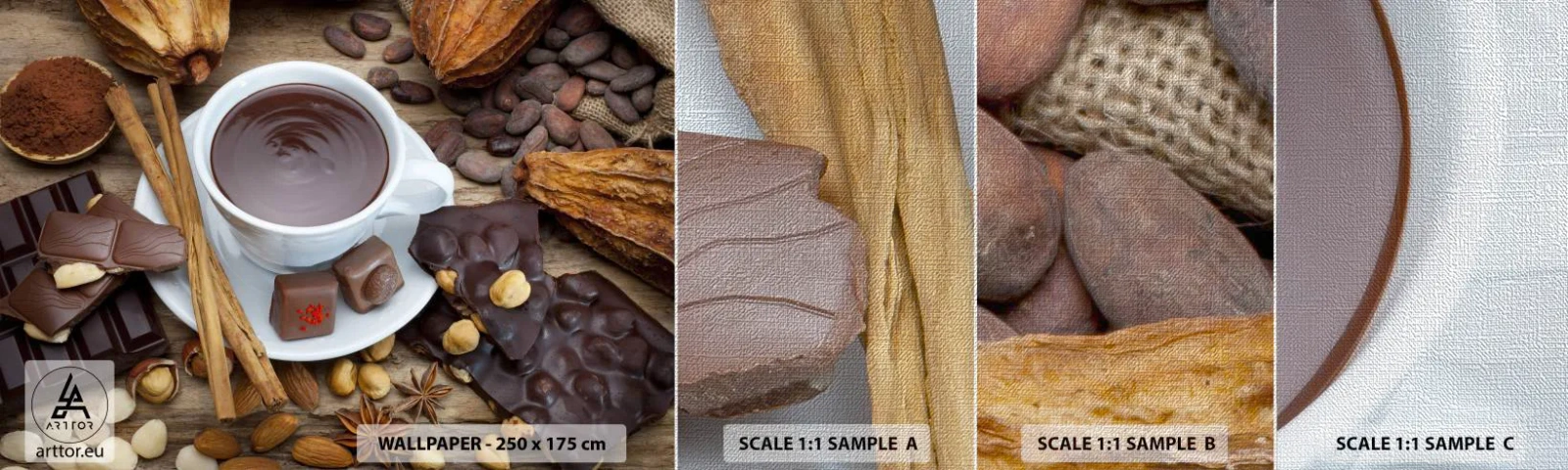 Fotobehang Monster Premium Canvas - Uit een sprookjesachtige chocoladefabriek - Gastronomie, Chocolade, Koffie - 100x30 cm