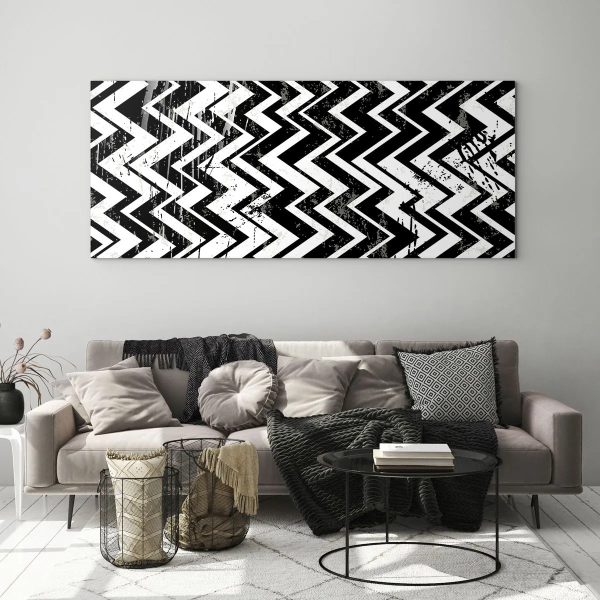 Schilderen op glas - Zyg-wit, zag-zwart - 100x40 cm