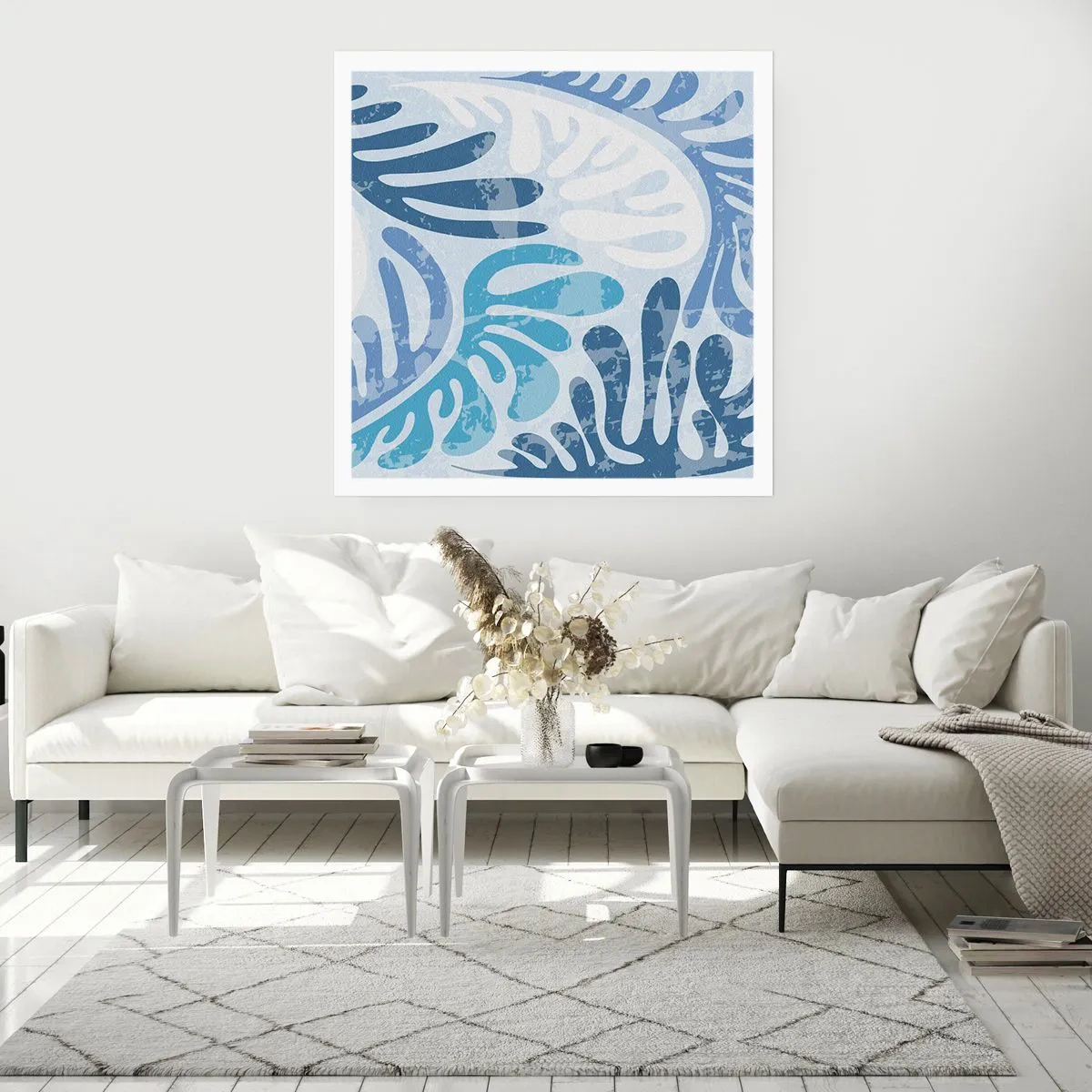Poster - Blauwe varens - 30x30 cm