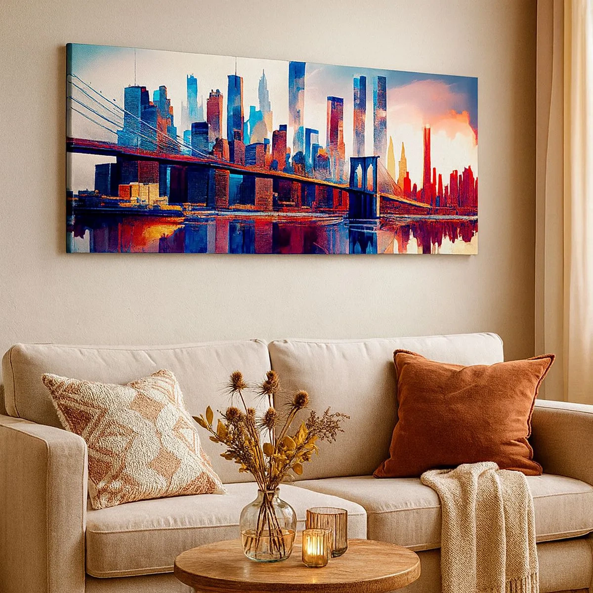Schilderen op canvas - Een droomachtig New York - 100x40 cm