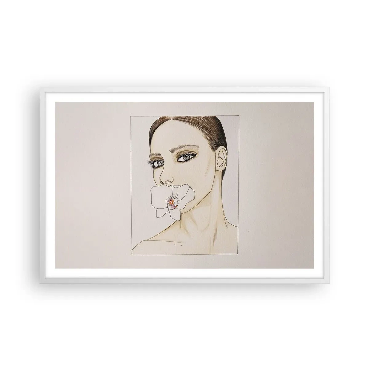 Poster in een witte lijst - Een symbool van elegantie en schoonheid - 91x61 cm