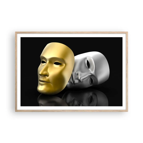 Een poster in een licht eiken lijst - Het leven is theater - 100x70 cm