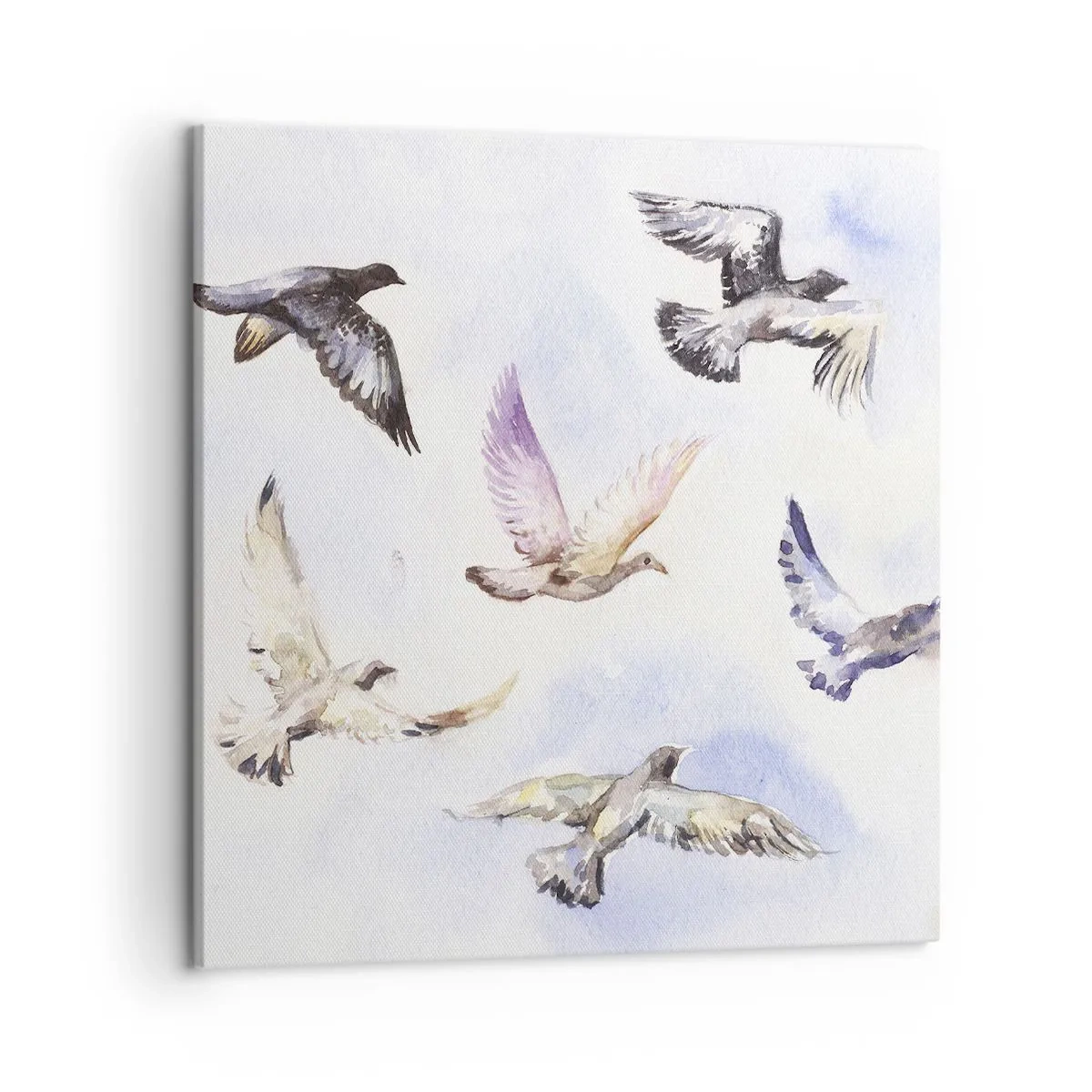 Schilderen op canvas - Vrijheid in grijs en blauw - 50x50 cm