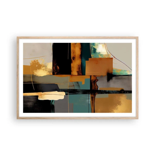 Een poster in een licht eiken lijst - Abstractie – licht en schaduw - 91x61 cm