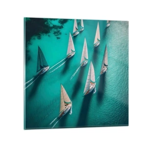 Schilderen op glas - In een wedstrijd met de wind - 30x30 cm