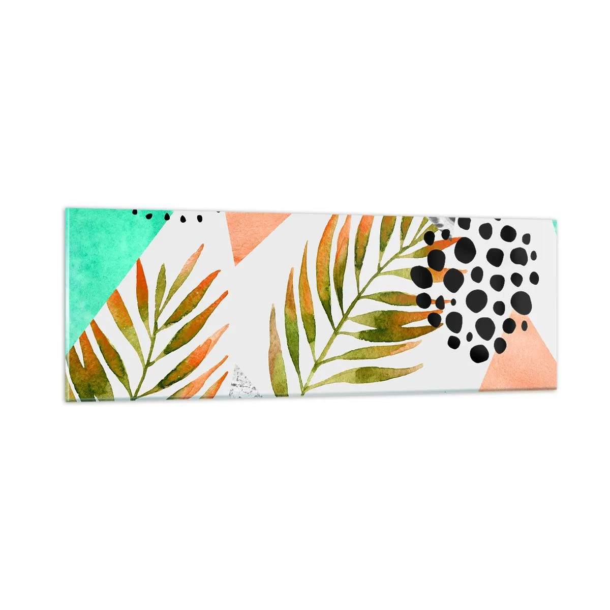 Schilderen op glas - Decoratie met palmblad - 90x30 cm
