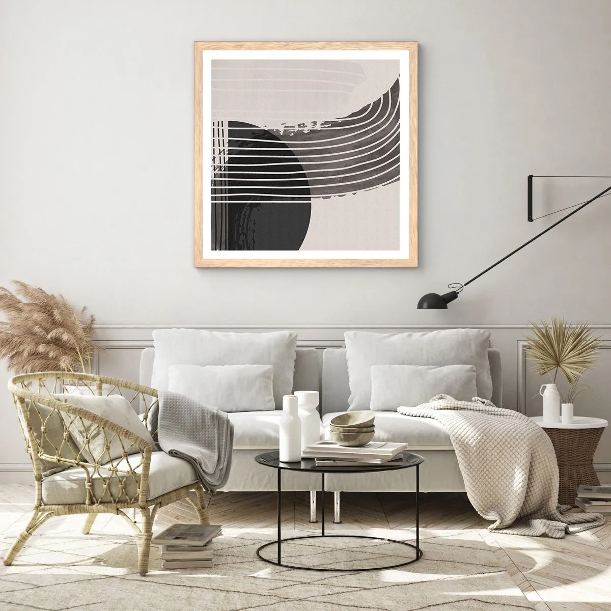 Een poster in een licht eiken lijst - Daar en terug - 60x60 cm