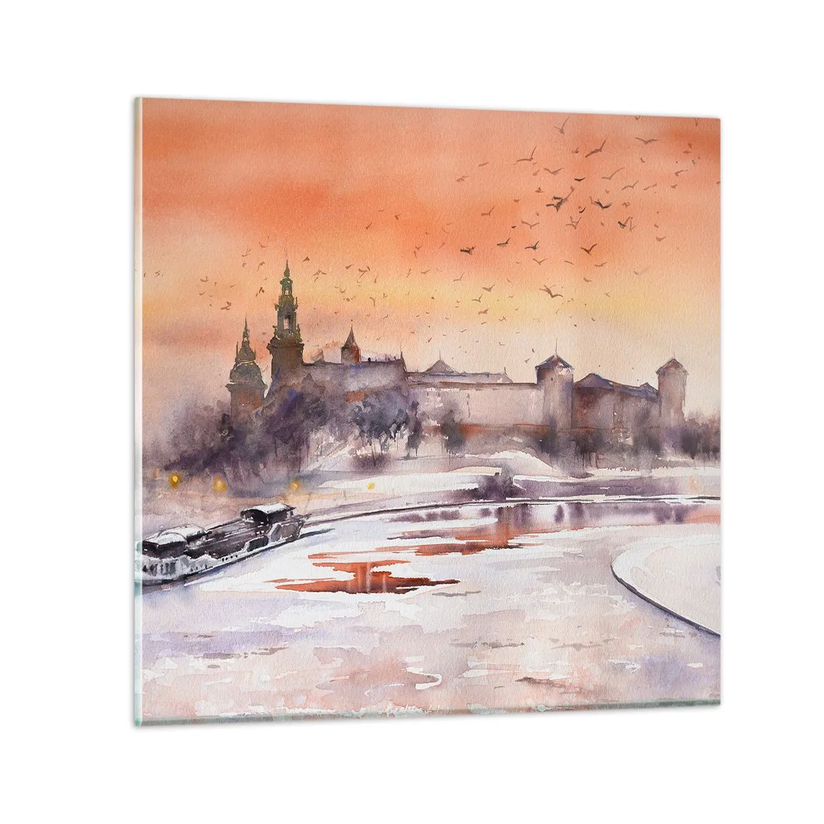 Schilderen op glas - Koninklijke zonsondergang - 40x40 cm