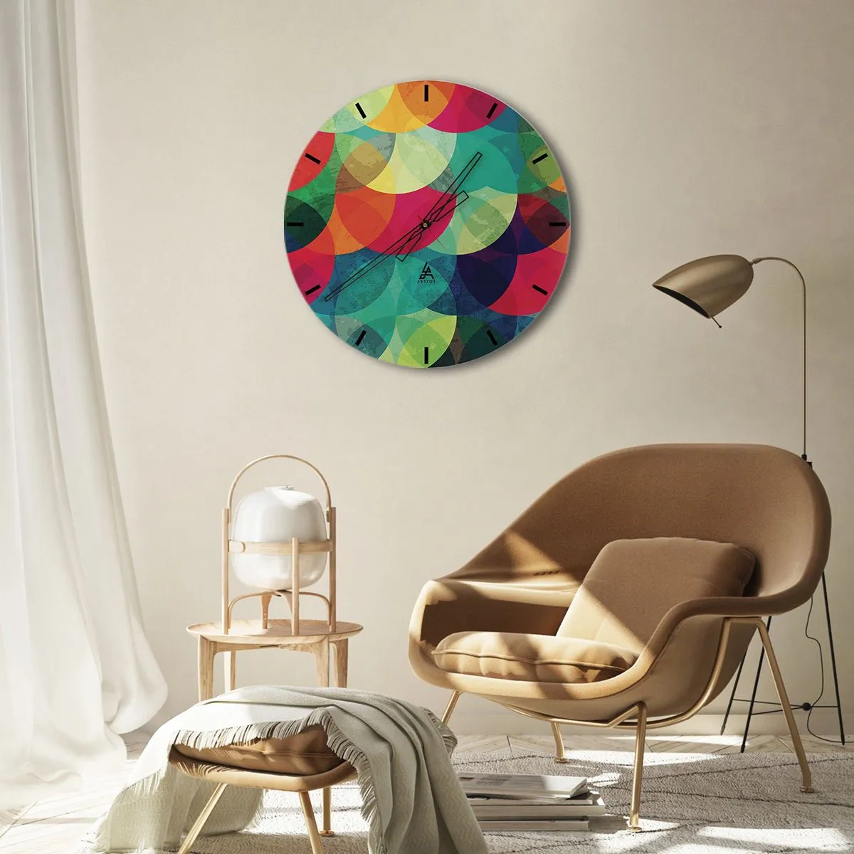 Wandklok - Klok - Beklimming naar de regenboog - 40x40 cm