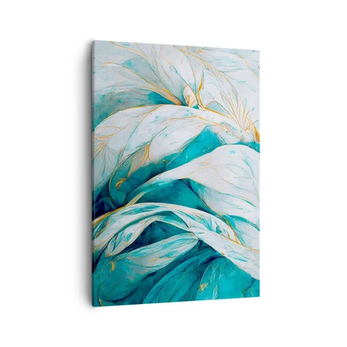 Schilderen op canvas - Blauwe abstractie met een gouden motief - 50x70 cm