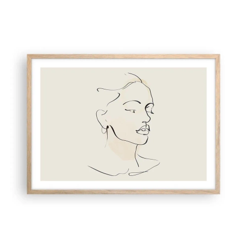 Een poster in een licht eiken lijst - Een bepaalde lijn - 70x50 cm