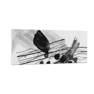 Schilderen op glas - Zwart-wit organische abstractie - 100x40 cm