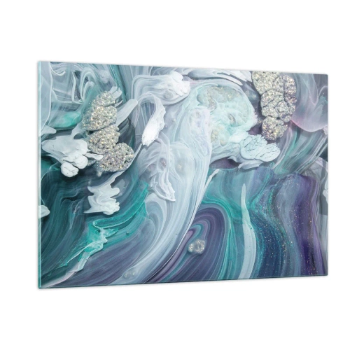 Schilderen op glas - Stromingen van hemelsblauw - 120x80 cm