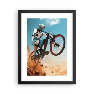 Poster in een zwarte lijst - Fiets waanzin demon - 30x40 cm