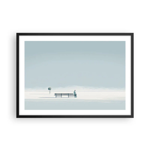 Poster in een zwarte lijst - Ja, ik wacht. - 70x50 cm