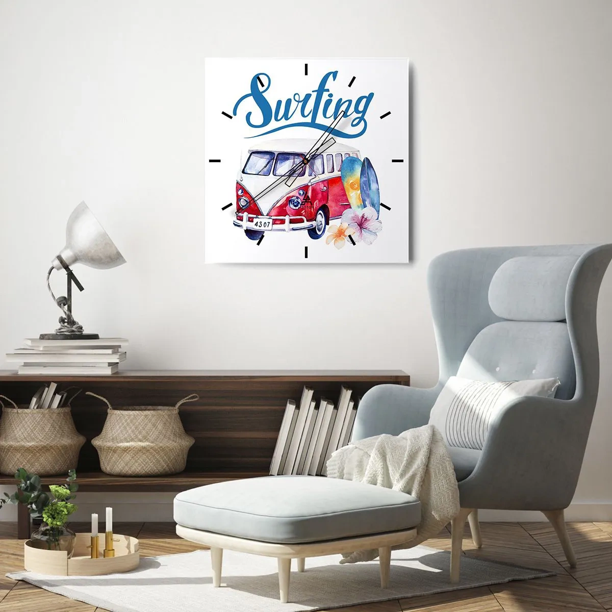 Wandklok - Klok - Komkommer - een klassieker voor een surfer - 30x30 cm