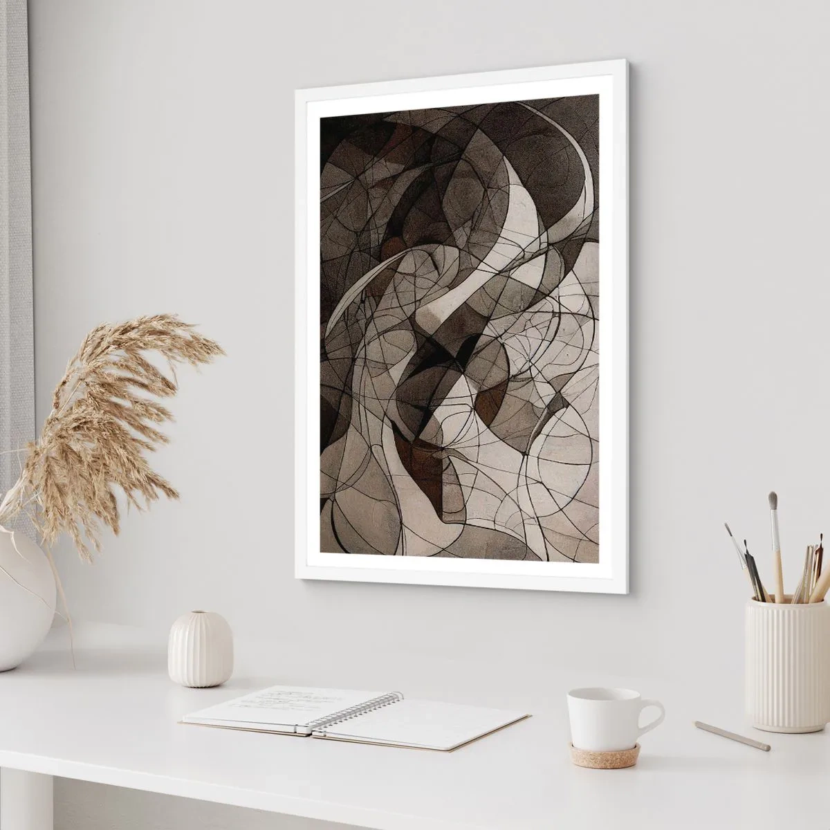 Poster in een witte lijst - Circulatie van aardekleuren - 70x100 cm