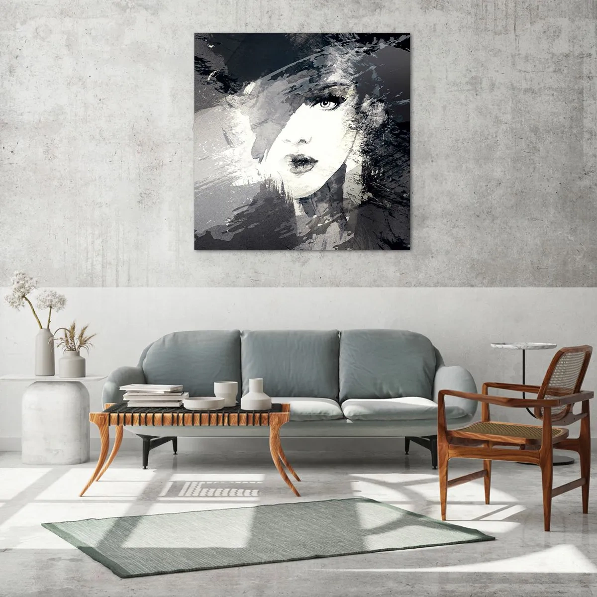 Schilderen op glas - Achter een grijze sluier - 60x60 cm