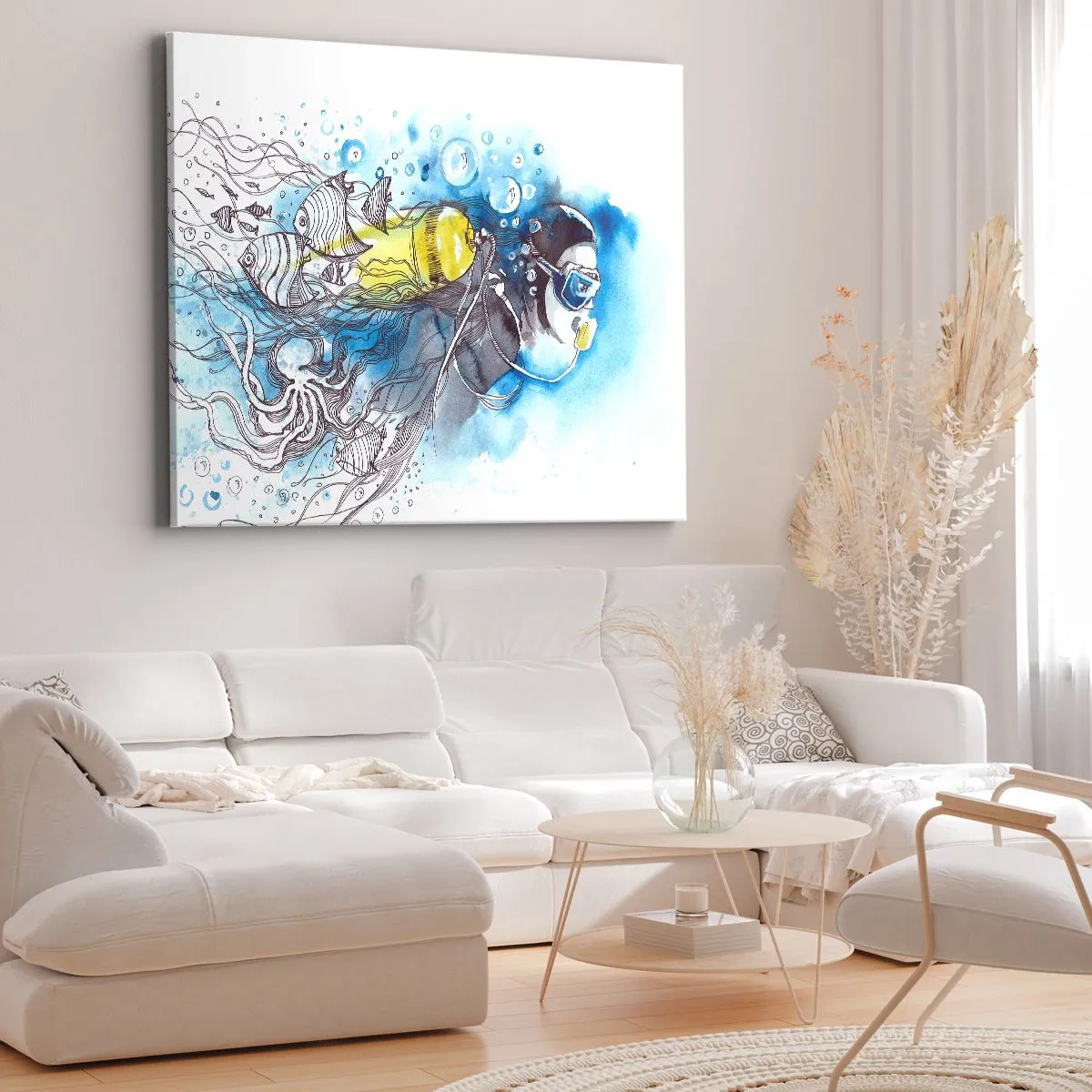 Schilderen op canvas - Geweldig blauw - 120x80 cm