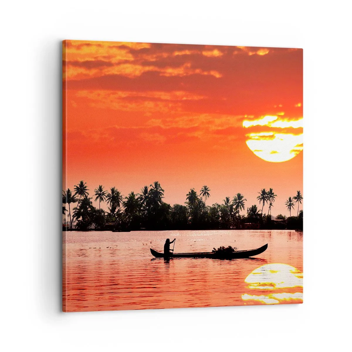 Schilderen op canvas - De rust van de tropen bij zonsondergang - 60x60 cm