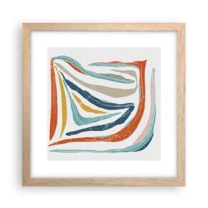 Een poster in een licht eiken lijst - Abstractie met een vriendelijke glimlach - 30x30 cm