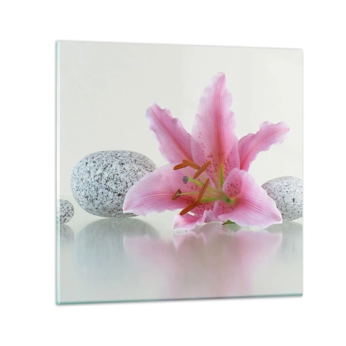 Schilderen op glas - Een studie in roze, grijs en wit - 30x30 cm