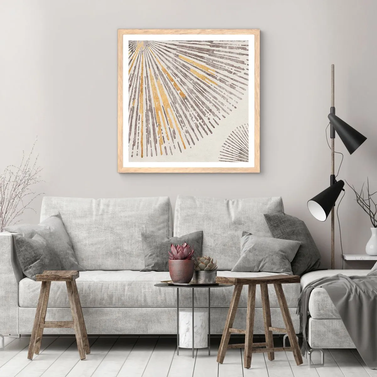 Een poster in een licht eiken lijst - De schoonheid van de straal - 40x40 cm