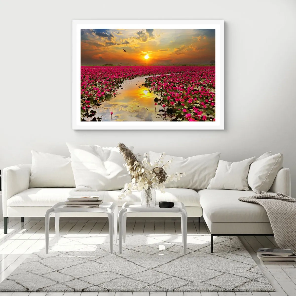 Poster in een witte lijst - Het geheime leven van het meer - 100x70 cm