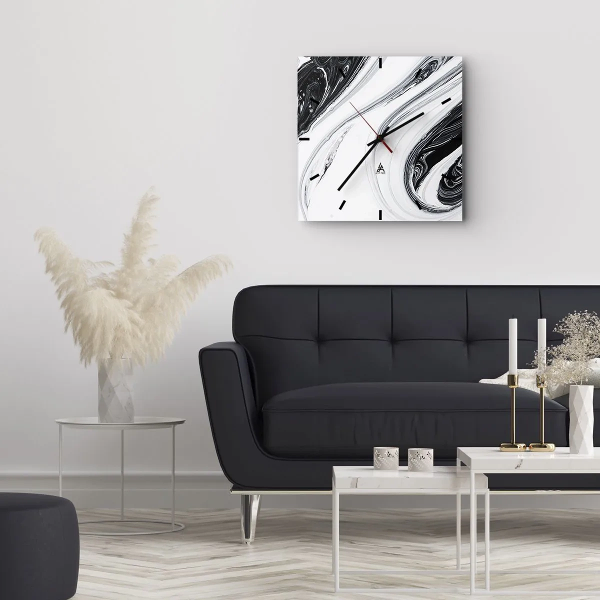 Wandklok - Klok - Een combinatie van tegenstellingen - 30x30 cm