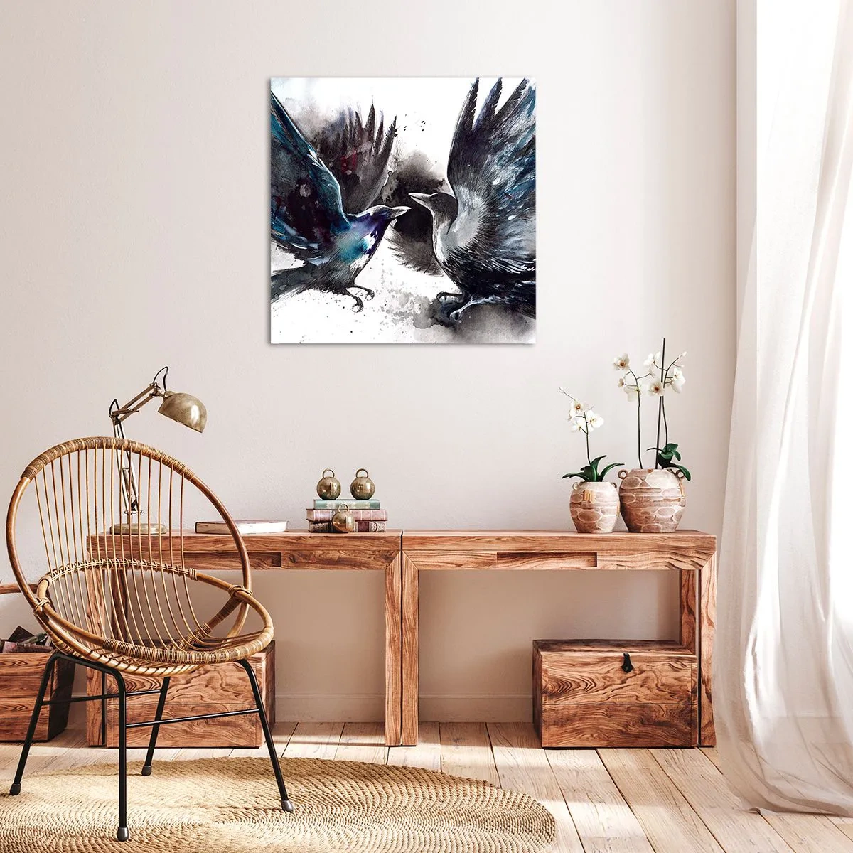 Schilderen op canvas - De ene kraai pikt de andere de ogen niet uit - 50x50 cm