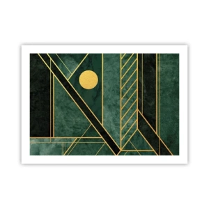 Poster - Dynamiek van goud en azuur - 70x50 cm