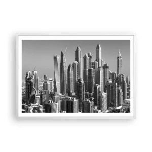 Poster in een witte lijst - Stad in de woestijn - 100x70 cm