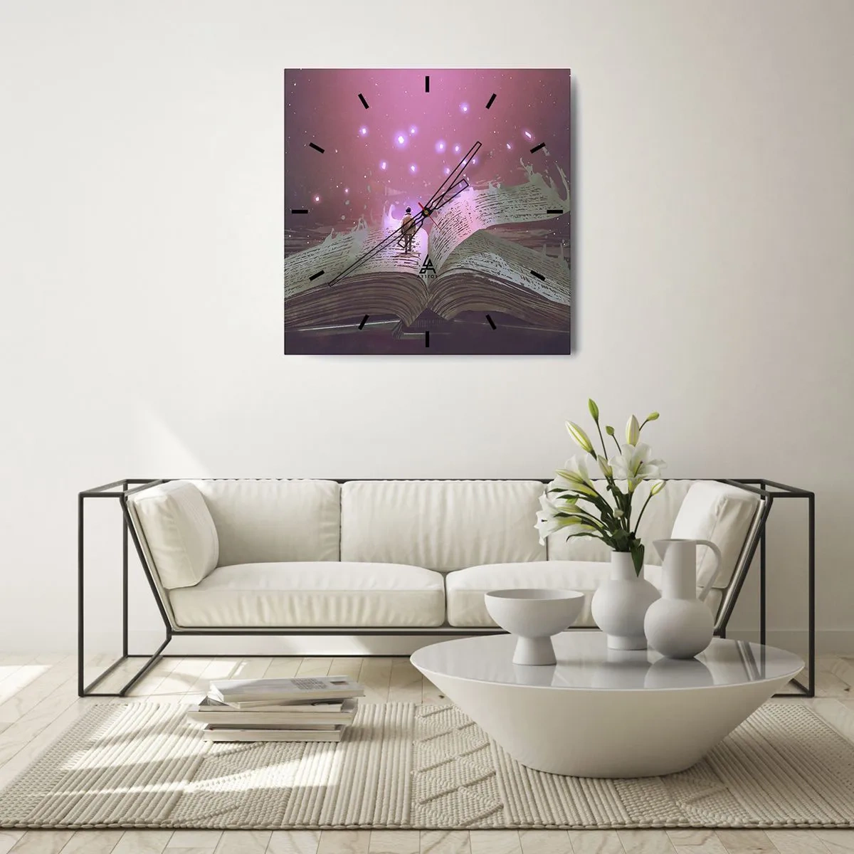 Wandklok - Klok - Uitnodiging voor een andere wereld - lees! - 40x40 cm