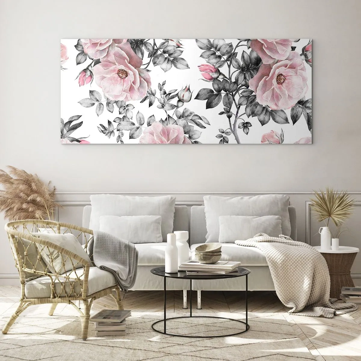 Schilderen op glas - Verdwalen in de bloemen van de rozen - 120x50 cm