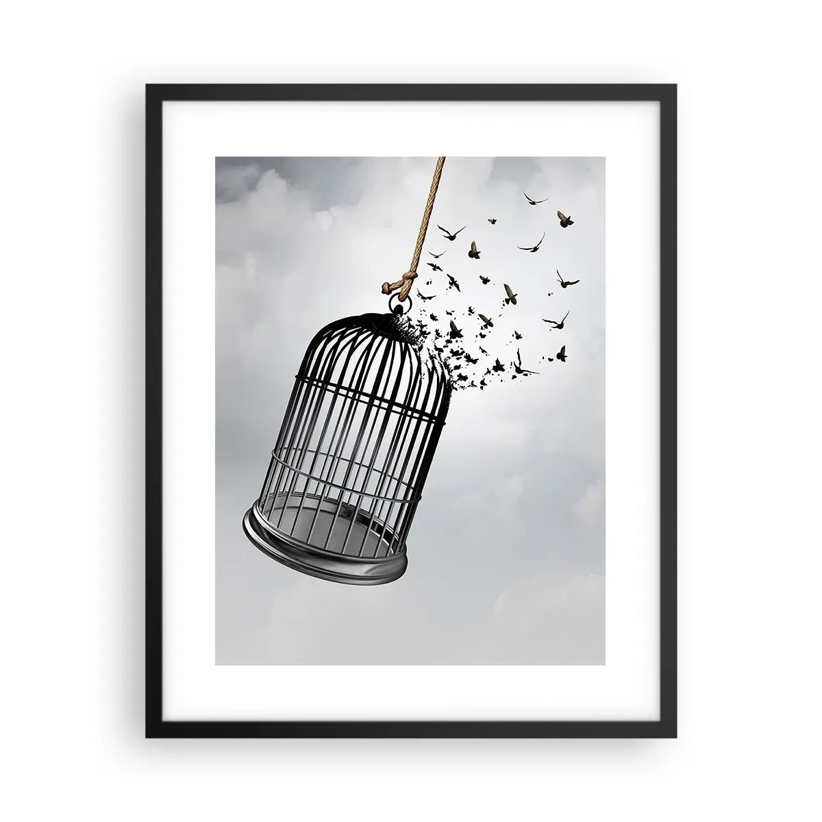 Poster in een zwarte lijst - Geloof ... Hoop ... Vrijheid! - 40x50 cm