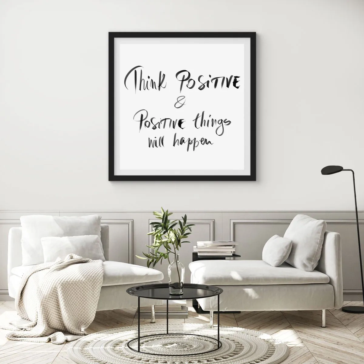 Poster in een zwarte lijst - Hoe leef je het leven? - 30x30 cm