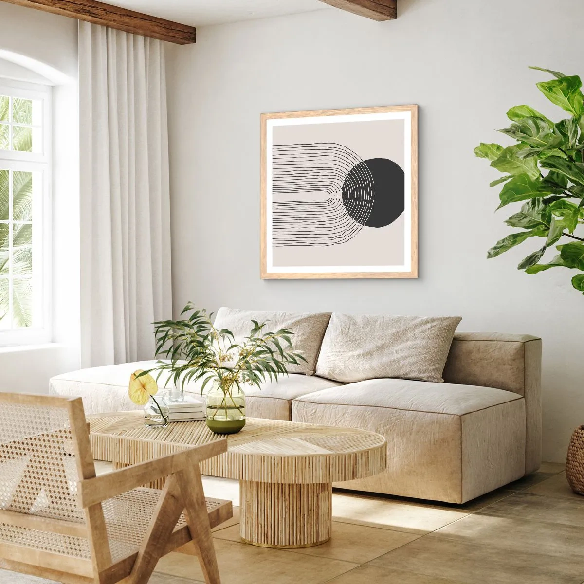 Een poster in een licht eiken lijst - Bibberen en vertrouwen - 30x30 cm