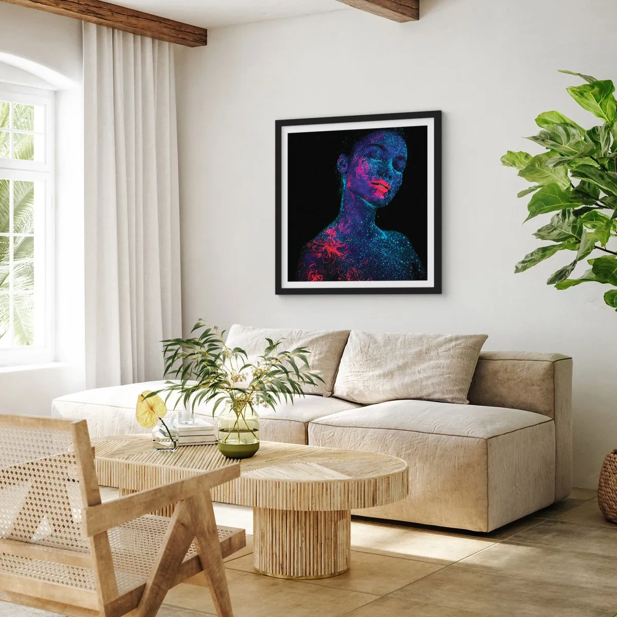 Poster in een zwarte lijst - in sterrenstof - 30x30 cm